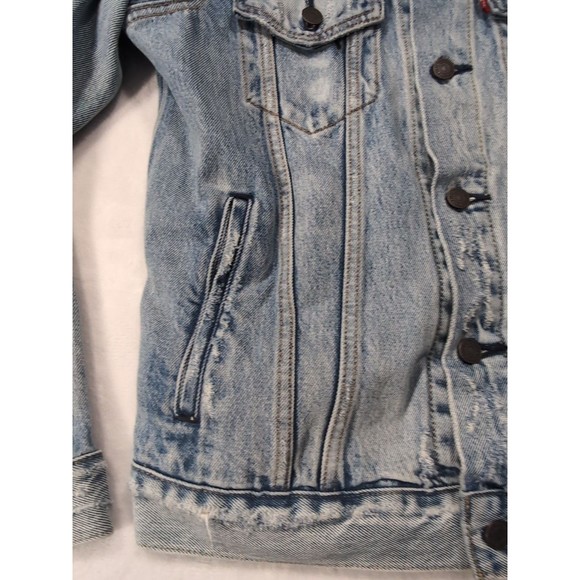 Levi's Denim Trucker Jacket Men's Small Blue Medium Wash Distressed S40116 - Picture 5 of 16